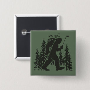 Bigfoot Golfer Boom Funny Sasquatch Golfen Golf Vierkante Button 5,1 Cm