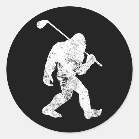 Bigfoot Golfer  Sasquatch Funny Mannen Wo Ronde Sticker (Voorkant)