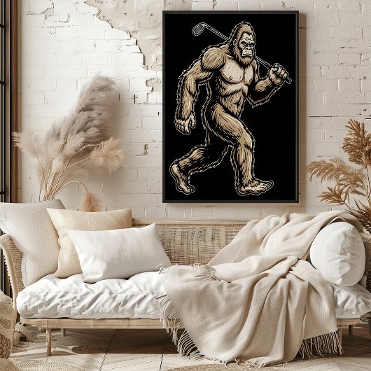 Bigfoot Golfer Stride Poster