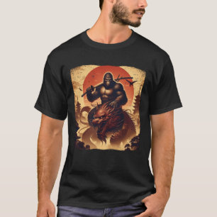 Bigfoot Gorilla Dragon Ride Samurai Katana Japans T-shirt