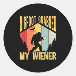 Bigfoot greep mijn Wiener Funny BBQ Sasquatch _1 Ronde Sticker