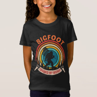 Bigfoot Grijp Mijn Wiener Retro Graphic Vlag van d T-shirt
