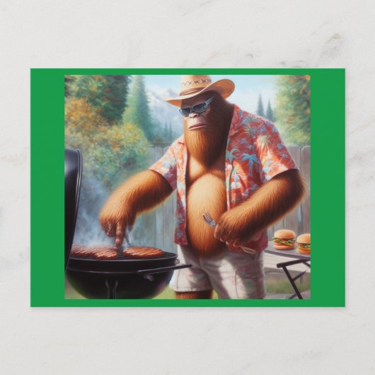 Bigfoot Grilling Burgers Briefkaart (Voorkant)