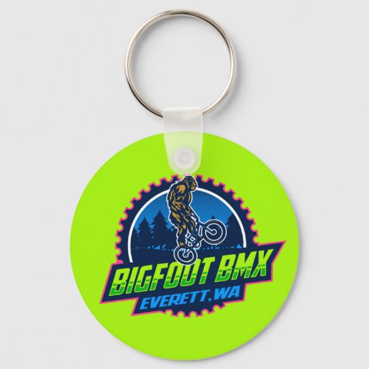 Bigfoot Groene Sleutelhanger (Roze omlijn) (Voorkant)