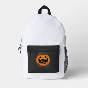 Bigfoot Halloween Pompoen Silhouet Ontwerp_1 Bedrukte Rugzak