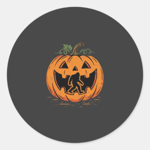Bigfoot Halloween Pompoen Silhouet Ontwerp_1 Ronde Sticker