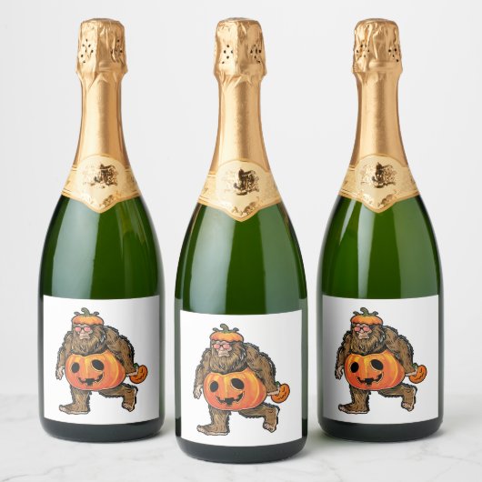Bigfoot Halloween Pumpkin halloween Sparkling Wijnetiket (Flessen)