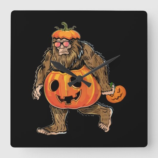 Bigfoot Halloween Pumpkin halloween Vierkante Klok (Voorkant)