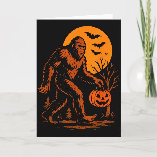 Bigfoot Halloween Sasquatch Jack O Lantern Kaart (Voorkant)