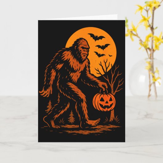 Bigfoot Halloween Sasquatch Jack O Lantern Kaart (Gele Bloem)