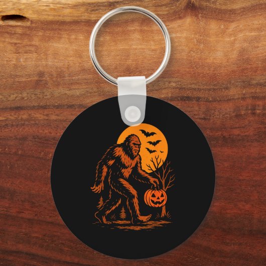 Bigfoot Halloween Sasquatch Jack O Lantern Sleutelhanger (Voorkant)