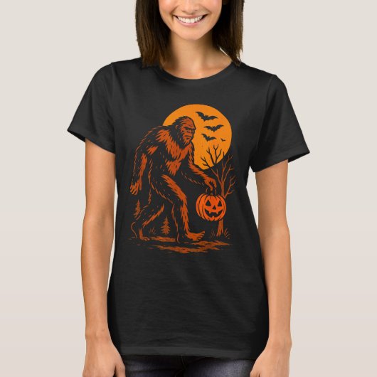 Bigfoot Halloween Sasquatch Jack O Lantern T-shirt (Voorkant)