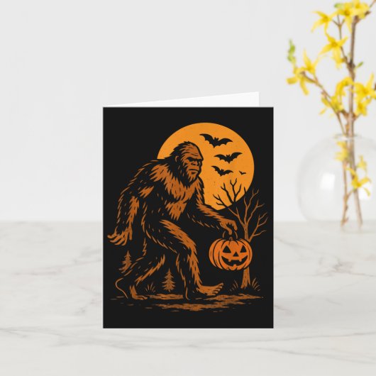 Bigfoot Halloween Sasquatch Kaart (Gele Bloem)