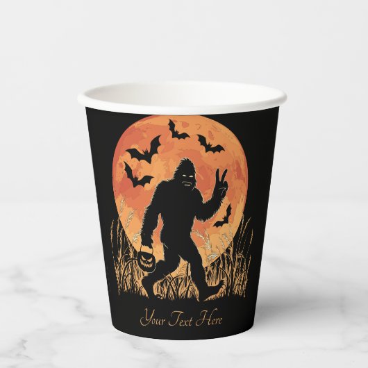 Bigfoot Halloween Sinaasappel en zwarte Papieren Bekers (Voorkant)