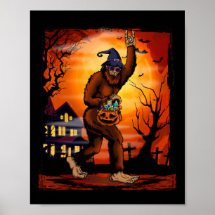 Bigfoot Halloween Trick or treat Rock op Sasquatch Poster