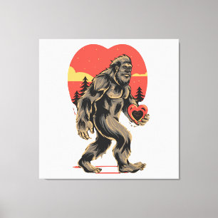 bigfoot hart valentijnsdag canvas afdruk