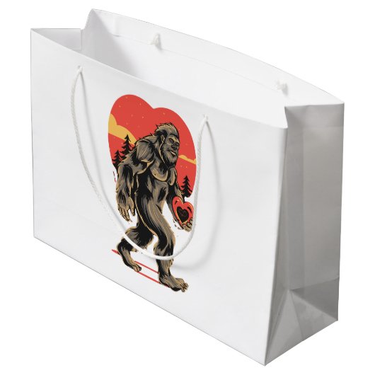 Bigfoot hart Valentijnsdag Groot Cadeauzakje (Achterkant Gekanteld)