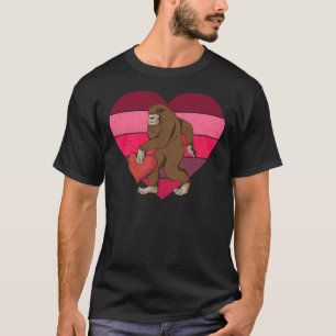 Bigfoot Heart Funny Valentine Day Love Sasquatch Y T-shirt
