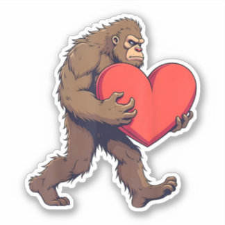 Bigfoot Heart Happy Valentine's Day Love Sasquatch Sticker