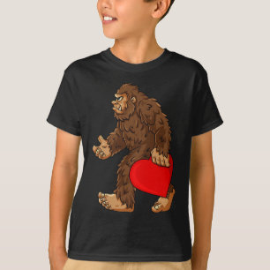 Bigfoot Heart Valentijnsdag Boys Girls Kinder Sasq T-shirt