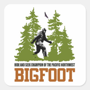 Bigfoot hide and Seek Champion Pacific Northwest Vierkante Sticker