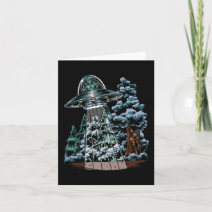 Bigfoot Hiding van Alien in een ufo achter een boo Kaart