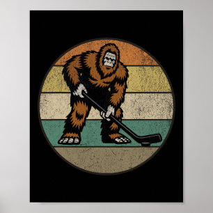 Bigfoot Hockey Retro Vintage 70s Sasquatch Hockey Poster