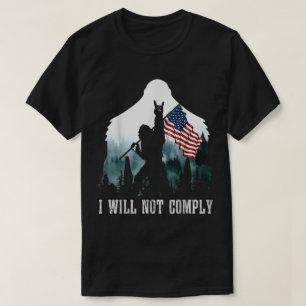 Bigfoot houdt Amerikaanse vlag ontwerp T-shirt