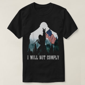 Bigfoot houdt Amerikaanse vlag ontwerp T-shirt