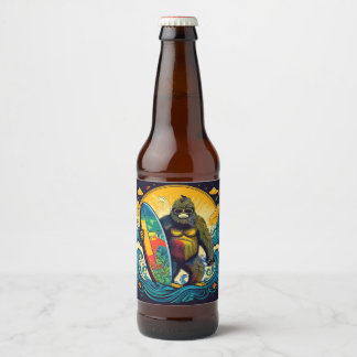 Bigfoot houdt van bier en surfen etiket