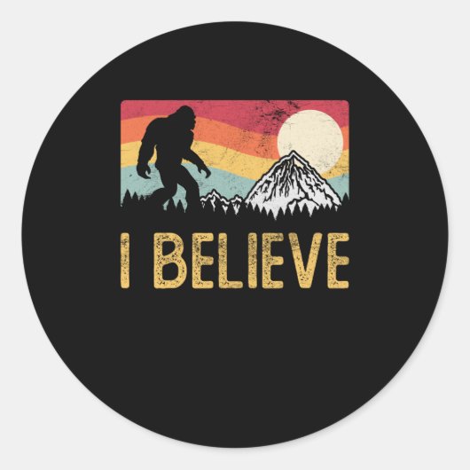 Bigfoot ik geloof dat Cool Retro Sasquatch Ronde Sticker (Voorkant)