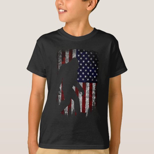 Bigfoot ik geloof dat Sasquatch American Flag Silh T-shirt (Voorkant)