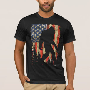 Bigfoot Ik Geloof Sasquatch Amerikaanse Vlag VS T-shirt