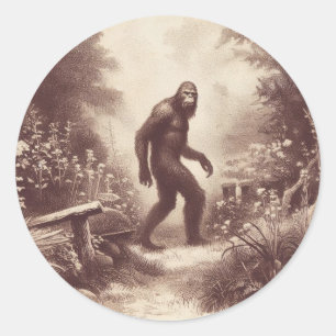 Bigfoot  Illustratie Folklore Ronde Sticker