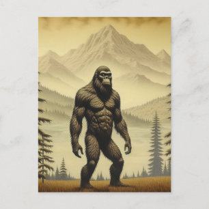  Bigfoot in de bergen en dennen Briefkaart
