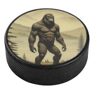  Bigfoot in de bergen en dennen Hockey Puck