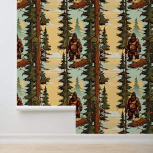 Bigfoot in de Bossen Sasquatch Pattern Behang