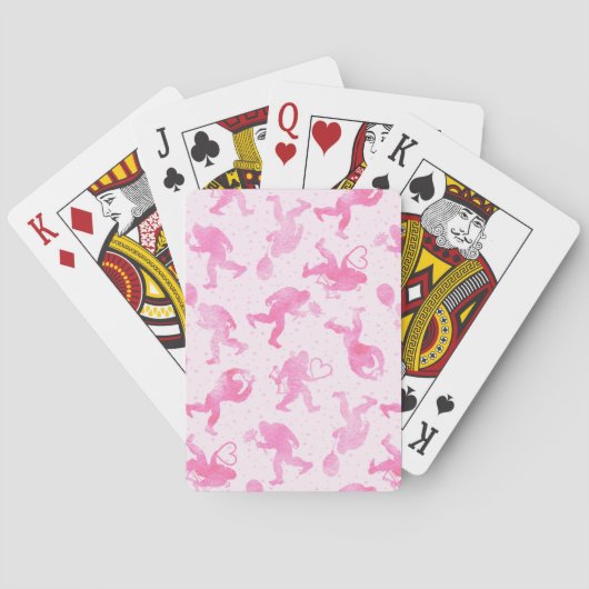 Bigfoot in Love | Valentijn Sasquatch Canvas tas Pokerkaarten (Achterkant)