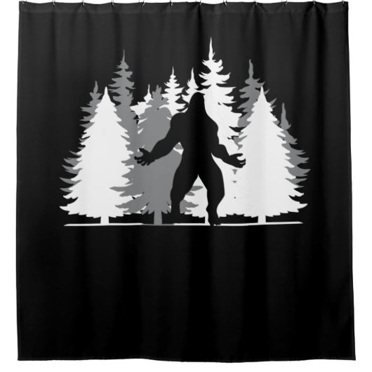 Bigfoot in the Forest Sasquatch Yeti Douchegordijn (Voorkant)