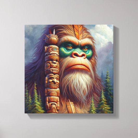 Bigfoot inheemse Amerikaanse Totem Canvas Afdruk (Voorkant)