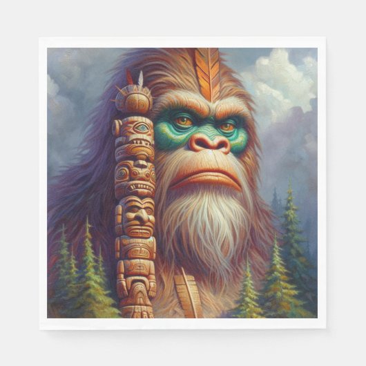 Bigfoot inheemse Amerikaanse Totem Servet (Voorkant)