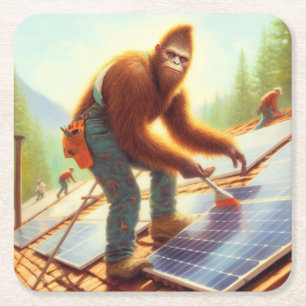 Bigfoot installeren zonnepanelen vierkante kartonnen onderzetter
