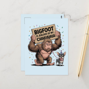 Bigfoot is jaloers op mijn Chihuahua Briefkaart