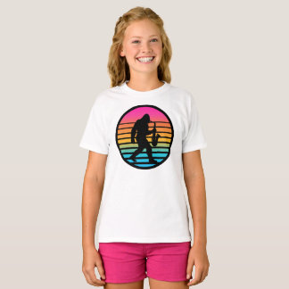 Bigfoot Jazz Saxofoon Retro Zonsondergang Design M T-shirt
