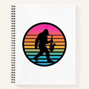Bigfoot Jazz Saxofoon Retro Zonsondergang Design S Notitieboek