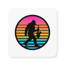 Bigfoot Jazz Saxofoon Retro Zonsondergang Design