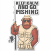 Bigfoot Keep Calm en ga Gevist grappig te werk Sticker (Voorkant)