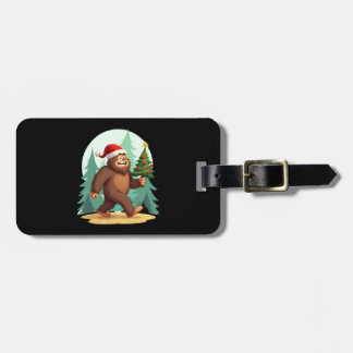Bigfoot Kerstboom Kerstman Hoed (2) Bagagelabel
