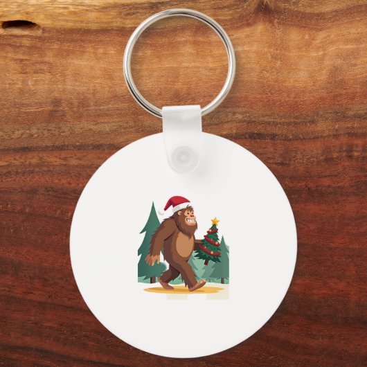 Bigfoot Kerstboom Kerstmuts (2) Sleutelhanger (Voorkant)