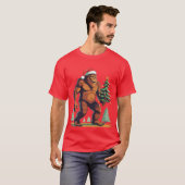 Bigfoot Kerstboom Kerstmuts T-shirt (Voorkant volledig)
